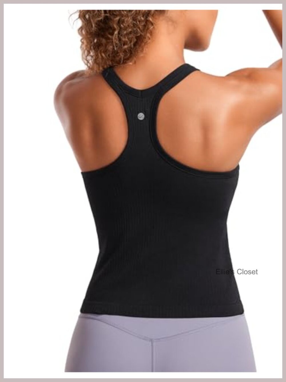 Seamless Ribbed Racerback Tank Top with Built-in Bra – Nylon Spandex Yoga Top